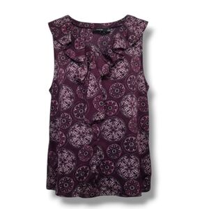 Apt. 9 Women’s Purple Tie-Neck Sleeveless Button Front Blouse Medium